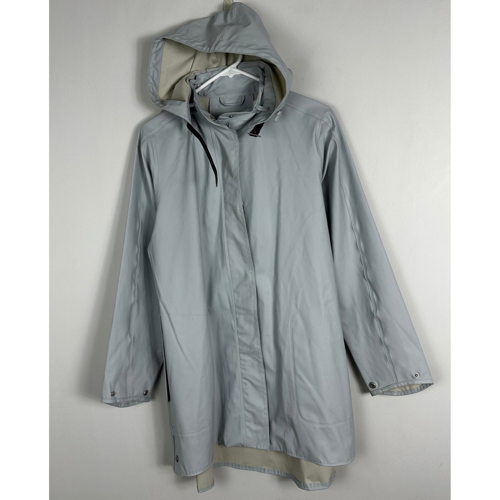 Ilse Jacobsen Womens Raincoat Size 8 RAIN71 Grey Waterproof Hooded Jacket Coat